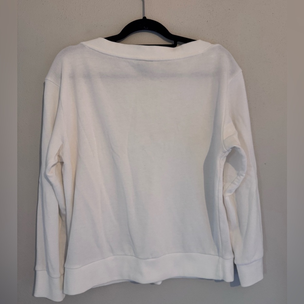 Who What Wear Size XL White Sweater/dressy Sweatshirt with Button Detail - Picture 2 of 7